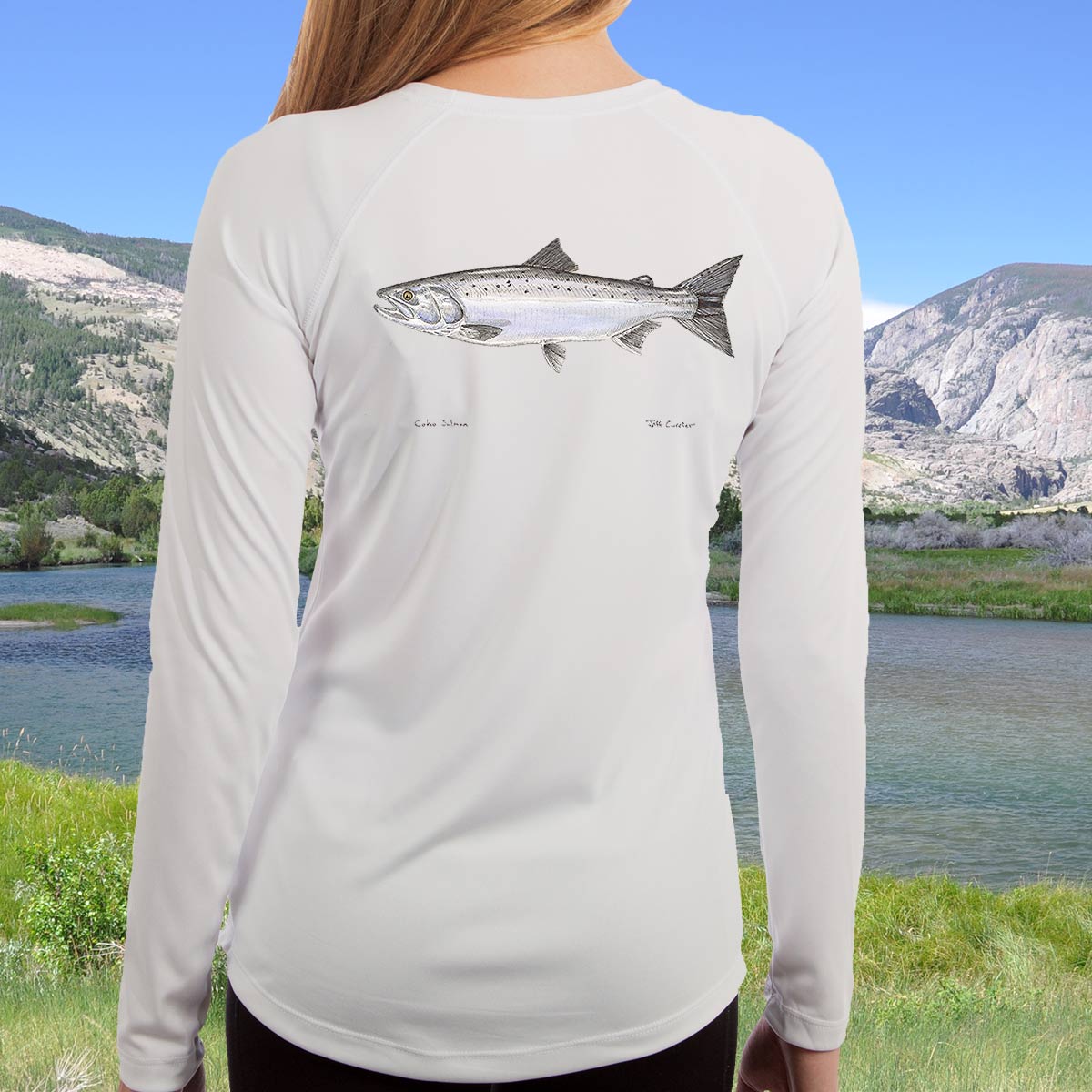 Coho Salmon | Ladies Solar Long Sleeve Shirt - Image 3