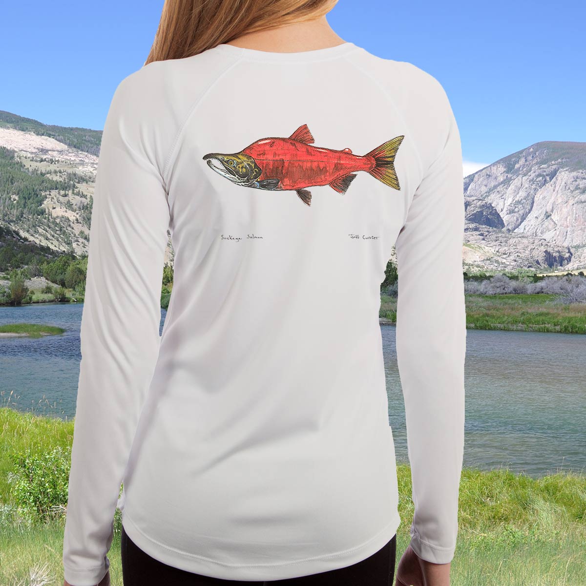 Sockeye Salmon | Ladies Solar Long Sleeve Shirt - Image 3