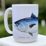 bluefin tuna art on a coffee mug