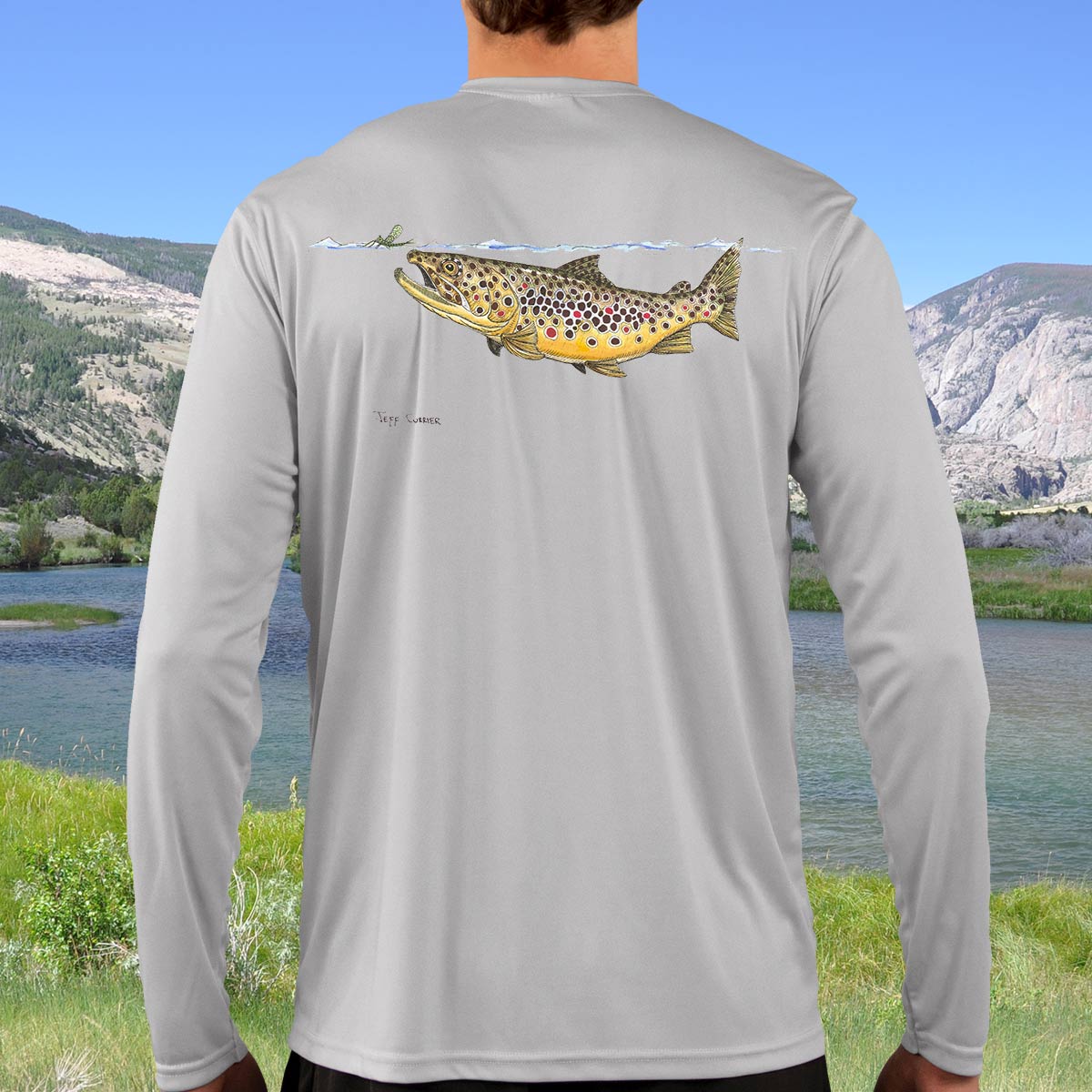 Swimming Brown Trout | Solar Long Sleeve Shirt - Image 3