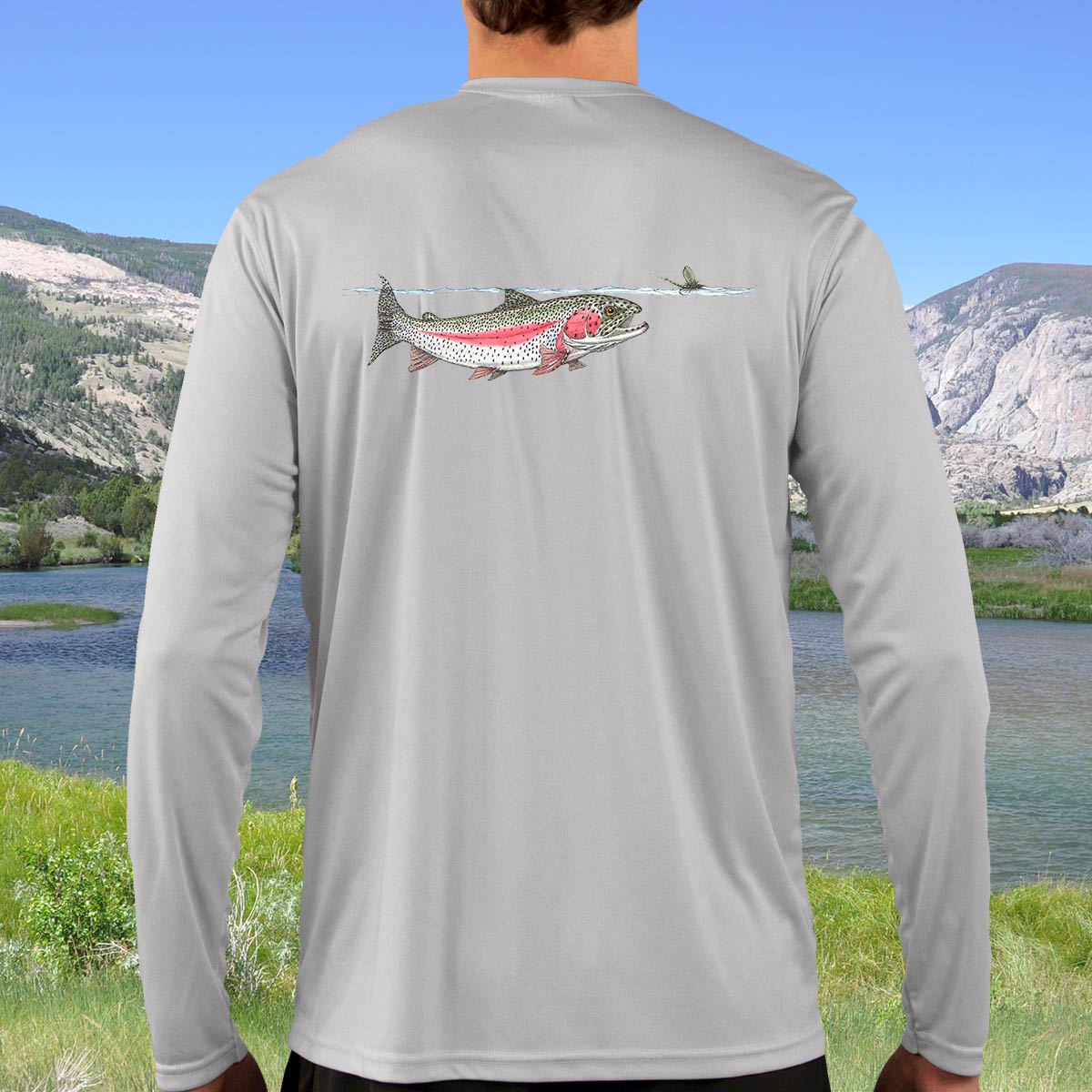 Swimming Rainbow Trout | Solar Long Sleeve Shirt - Image 3