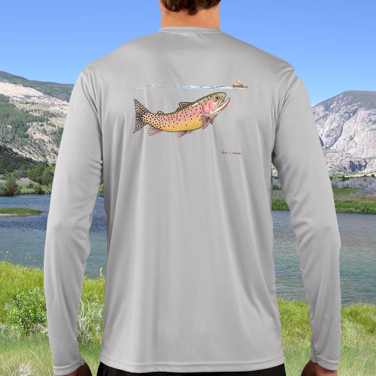 Swimming Yellowstone Cutthroat | Solar Long Sleeve Shirt - Image 3