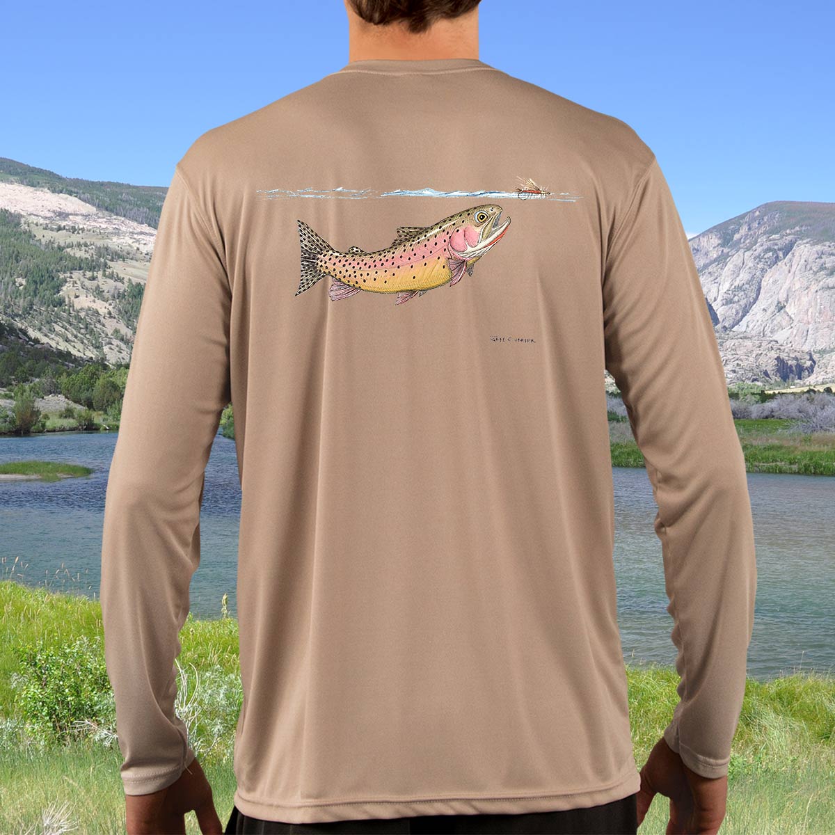 Swimming Yellowstone Cutthroat | Solar Long Sleeve Shirt - Image 5